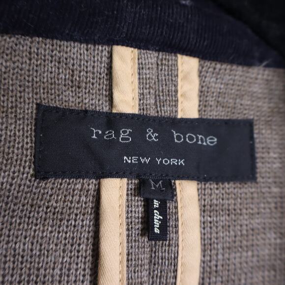 RAG & BONE Fitted Wool Strand Jacket Taupe Elbow Patch Women's M - Picture 11 of 12